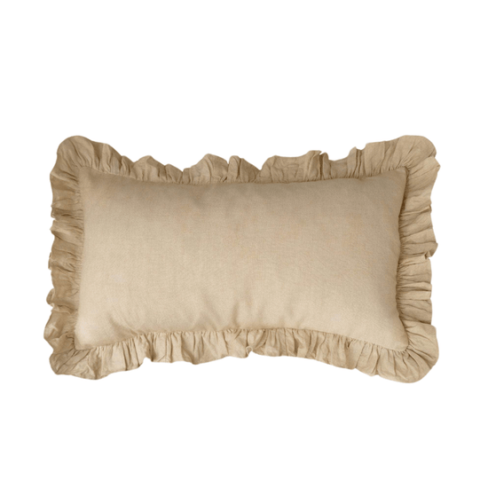 Oblong Ruffles Cushion in Cream