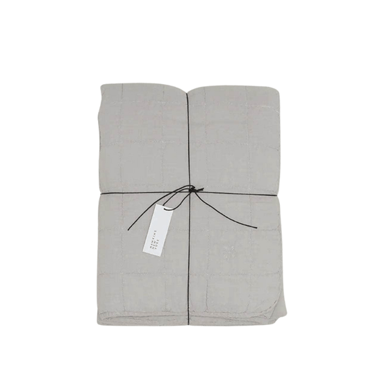 Simple Linen Quilt - Light Grey