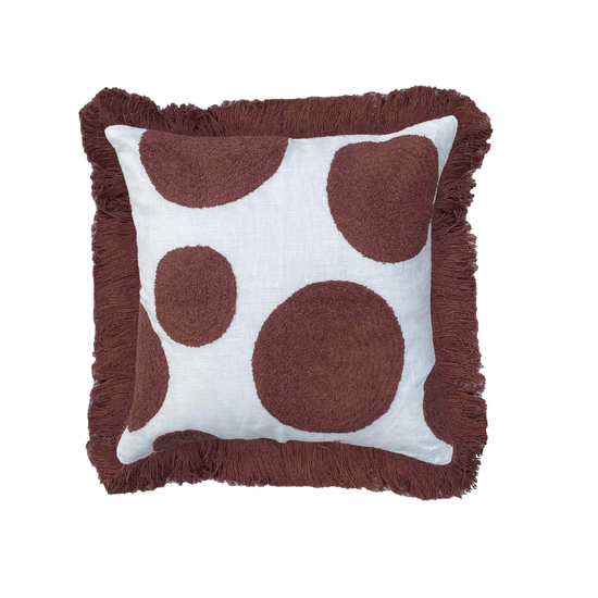 Cinnamon Tufted Linen Cushion Cover