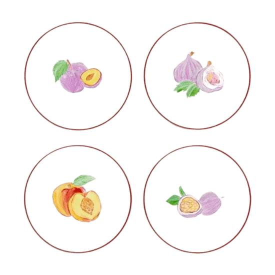 Fruits Set of 4 Plates