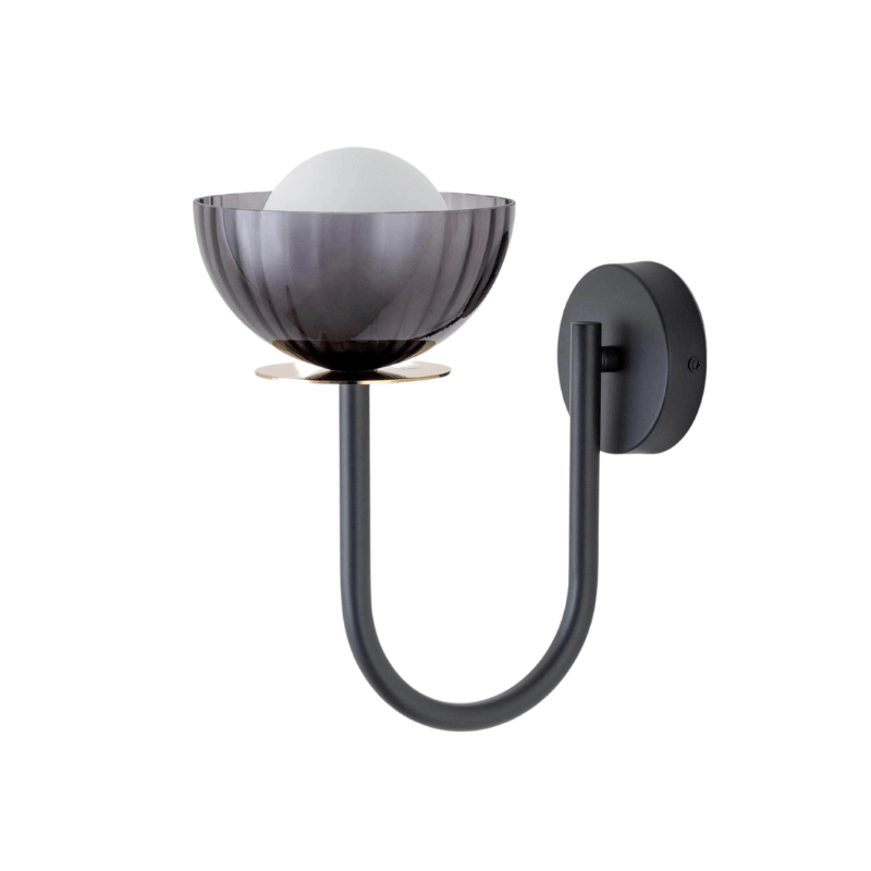 Charcoal grey ribbed glass wall light