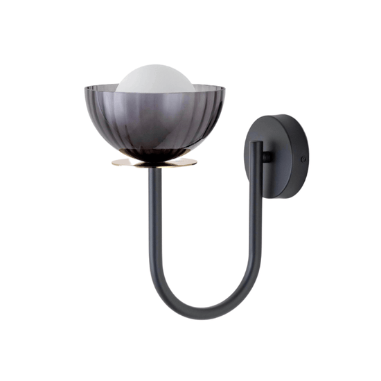 Charcoal grey ribbed glass wall light