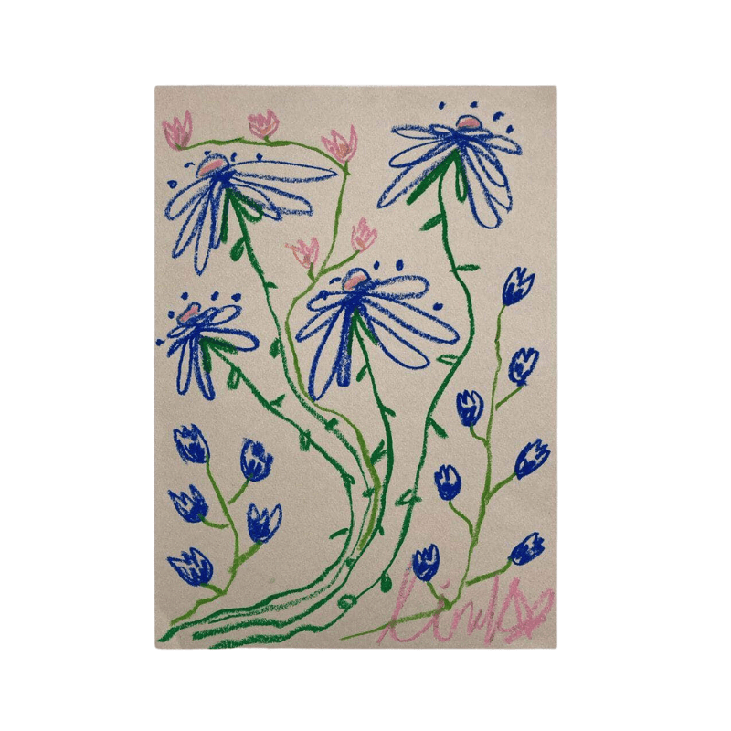 Blue Flowers trimmed in pink | Original Painting A3