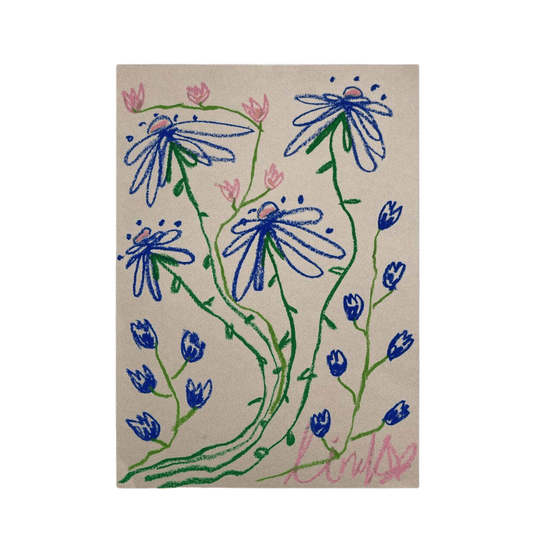 Blue Flowers trimmed in pink | Original Painting A3