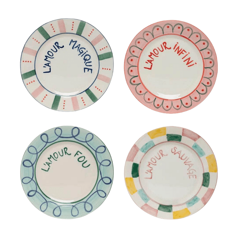 Set of 4 ‘L’Amour’ dessert plates