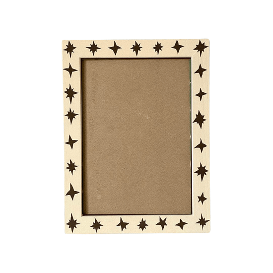 Painted Wood Picture Frame, Cream Wonky Stars