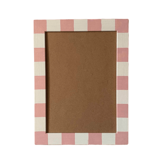 Painted Wood Picture Frame, Pink / Ivory Stripe