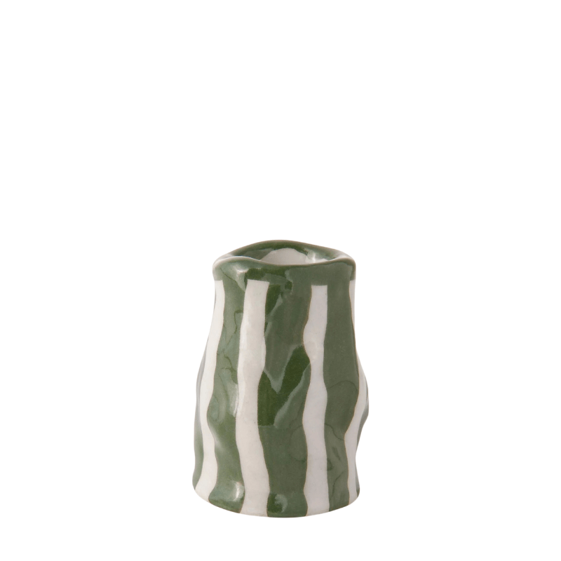 Light Green Candy Stripe Candle Holder