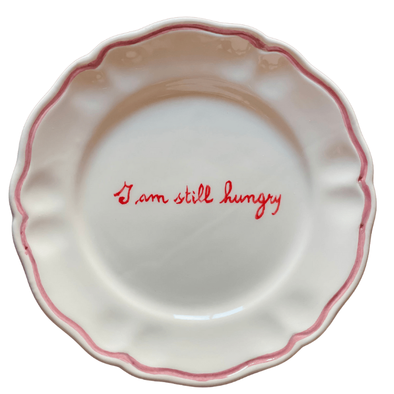 Ceramic "I am still Hungry" Scalloped Plate | Set of 6