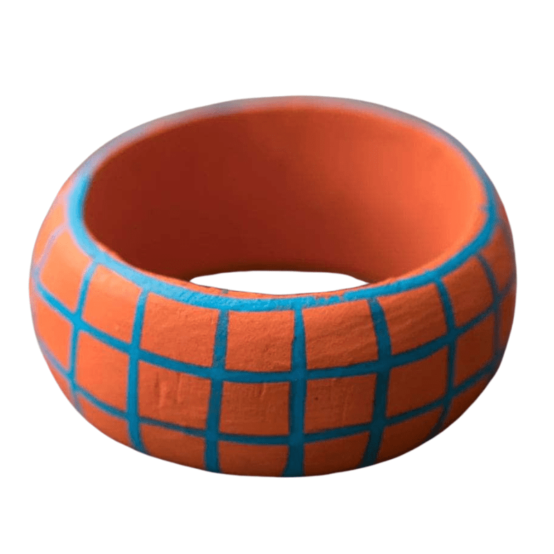 Wooden Check Napkin Holder - Orange