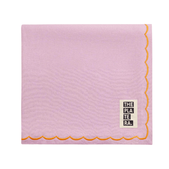 Pink and Orange 100% Linen Tablecloth With Embroidery
