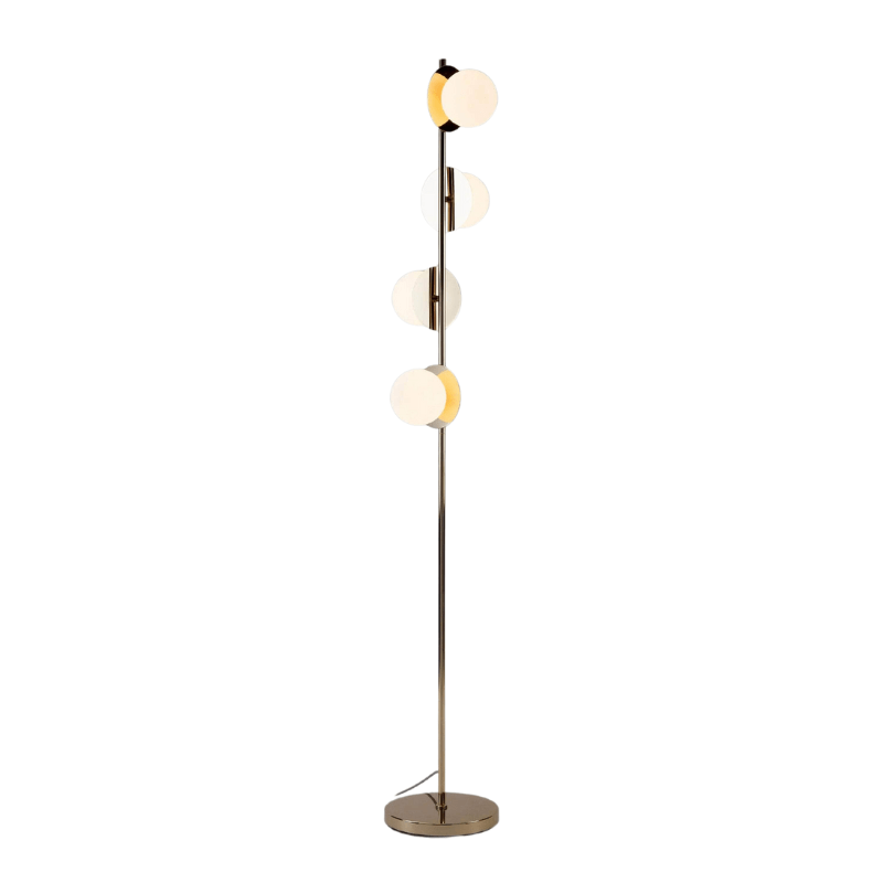 Brass opal disk floor lamp