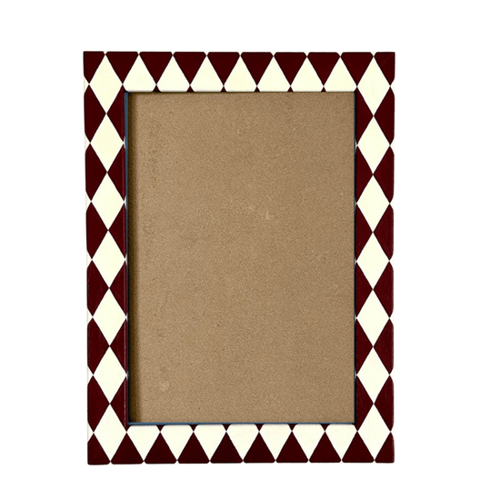 Painted Wood Picture Frame, Brick / Ivory Harlequin