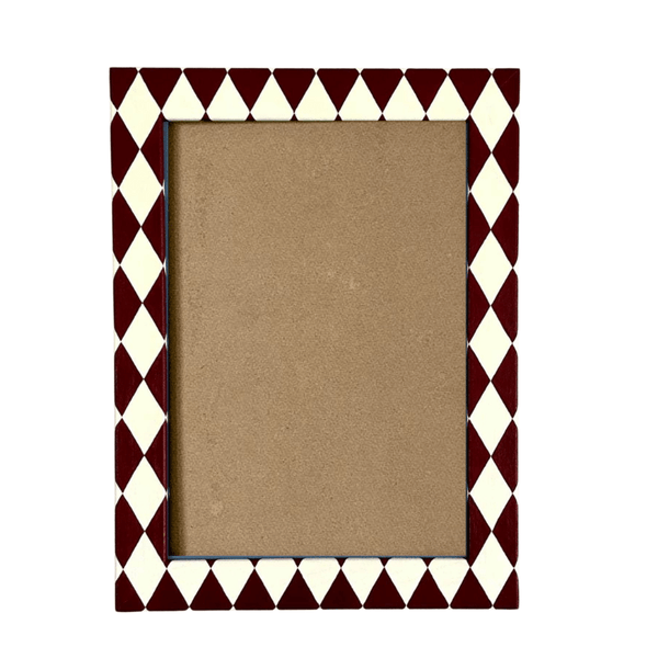 Painted Wood Picture Frame, Brick / Ivory Harlequin