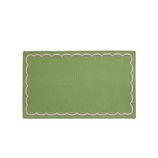 Green Placemat with Pink Embroidery