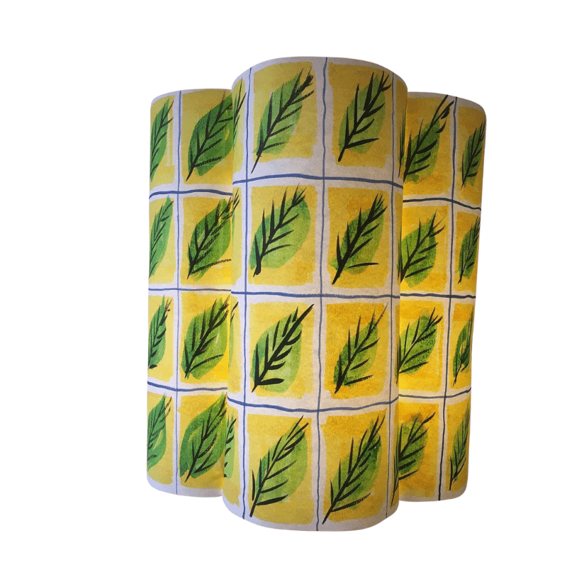Yellow with green leaf Paper Lampshade