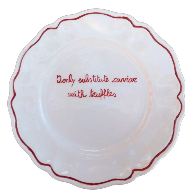 Ceramic "I only substitute Caviar with Truffles" Scalloped Plate | Set of 6