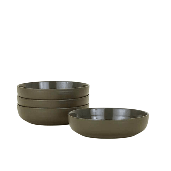 Essential Low Bowl - Set Of 4, Olive