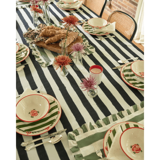 Black Striped Tablecloth - Between Us