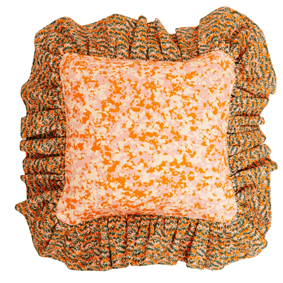 "Frilly Fancy" Cushion in Tangerine Orange