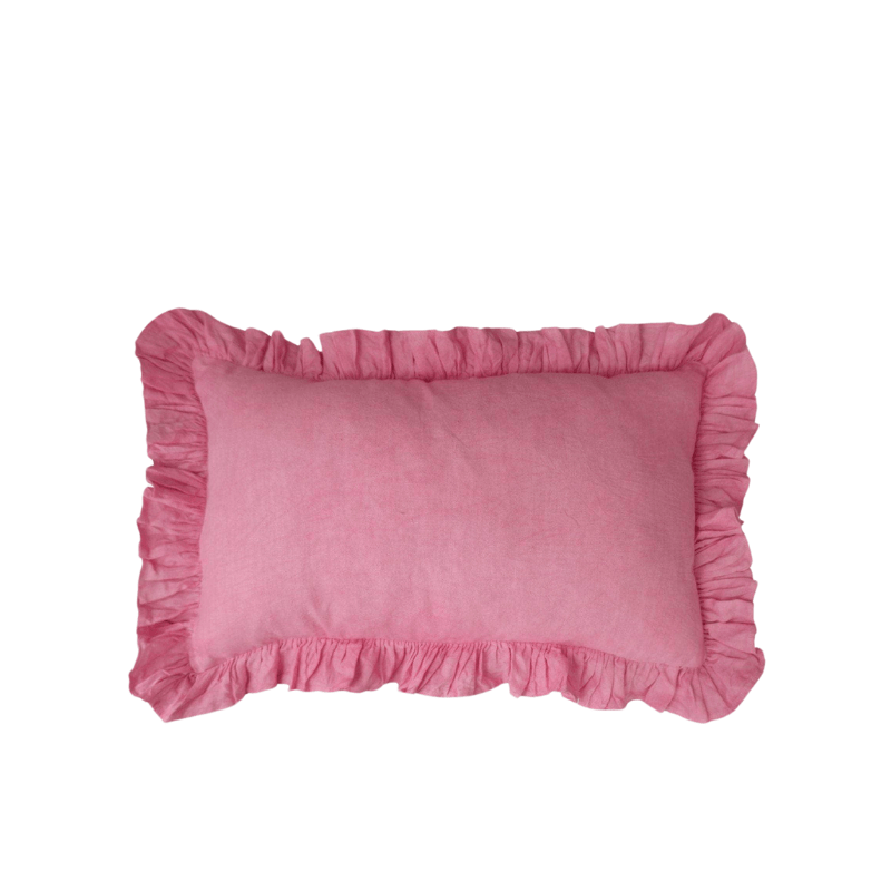 Oblong Ruffles Cushion in Pink