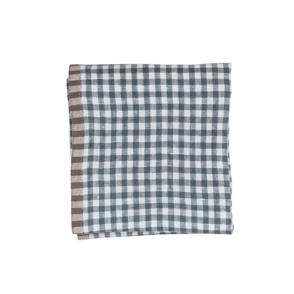 Blue Gingham Linen Kitchen Towel - Set of 2