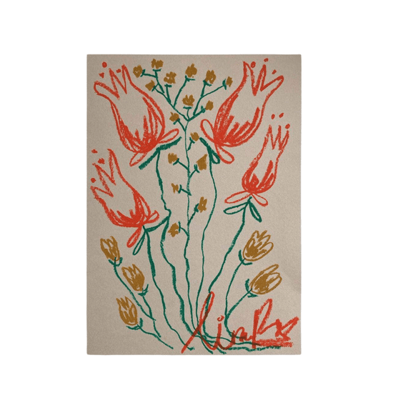 Orange & Taupe Flowers | Original Painting A3