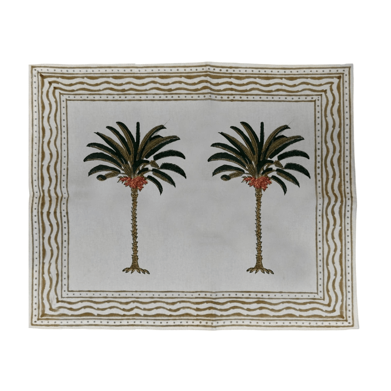 Hand-Printed Cotton Placemats - Palm Set of 2