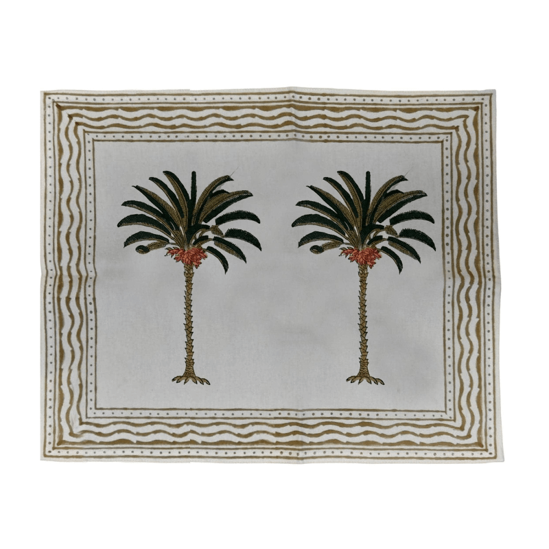 Handpainted Cotton Placemats Palm Set of 2