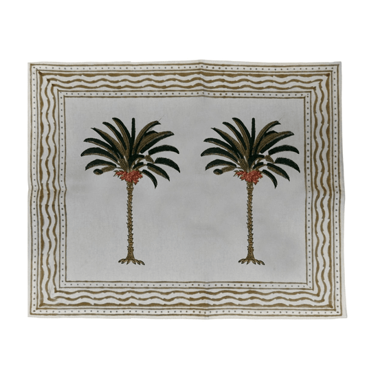 Hand-Printed Cotton Placemats - Palm Set of 2