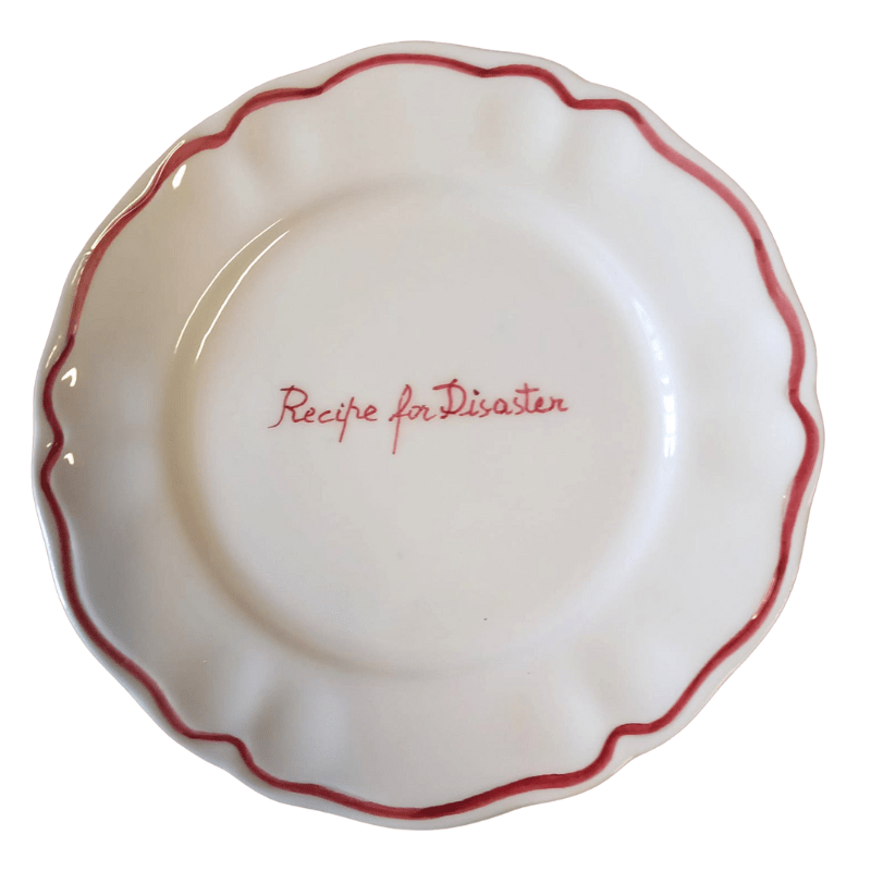 Ceramic "Recipe for Disaster" Scalloped Plate | Set of 6