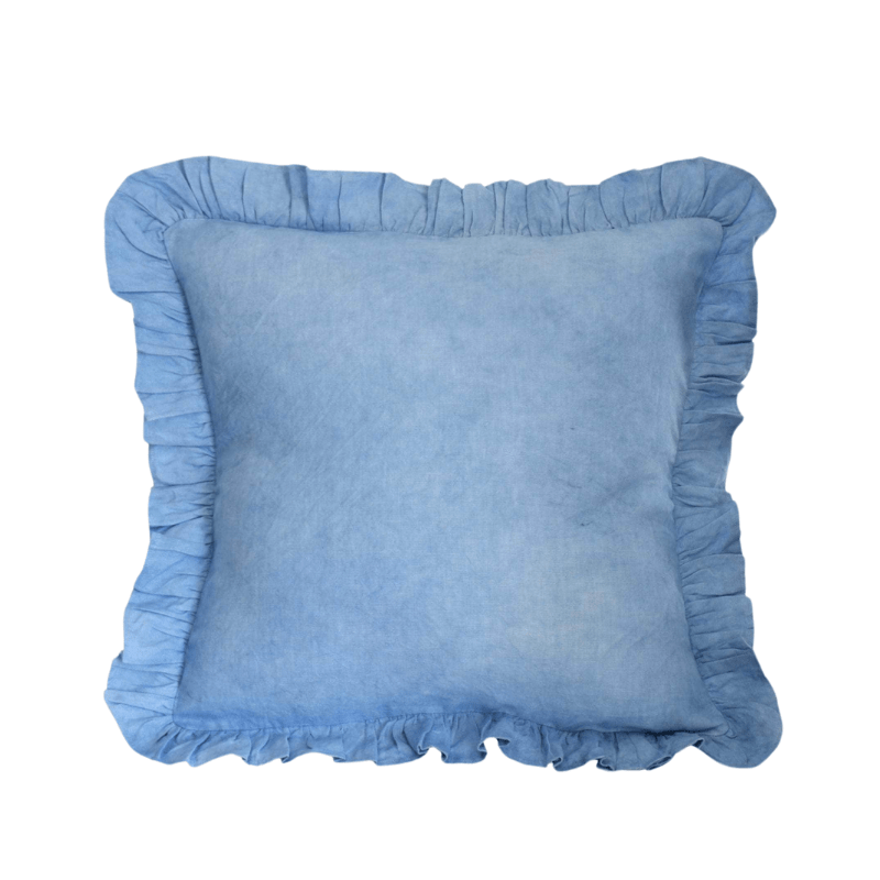 Square Ruffles Cushion in Blue
