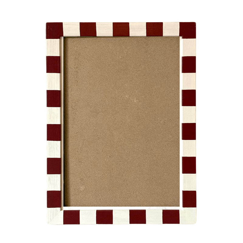 Painted Wood Picture Frame, Brick / Ivory Stripe