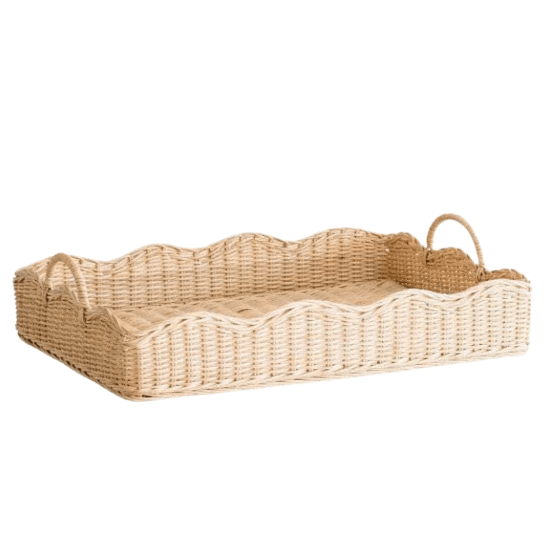 Load image into Gallery viewer, Rattan Scalloped Tray (Natural)
