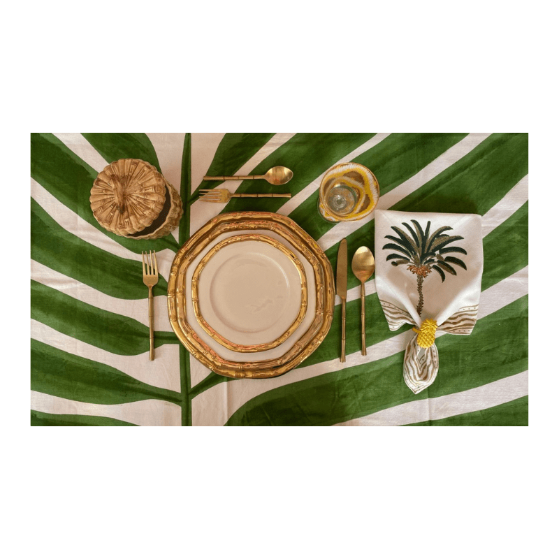Hand-Printed Cotton Napkins - Palm Set of 4