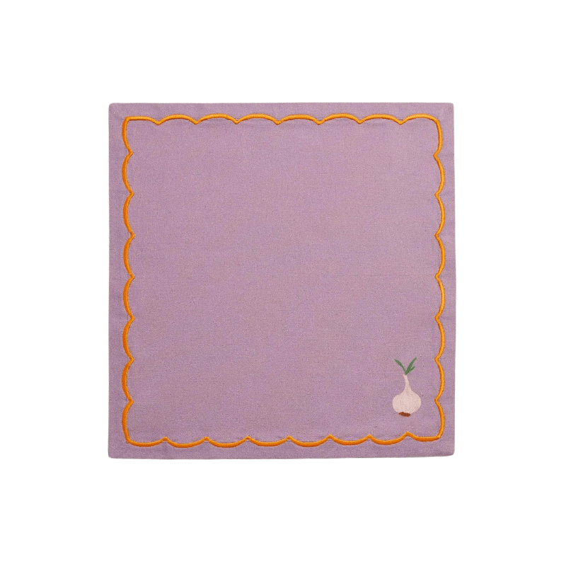 Purple and Orange Linen Veggies Napkins (Set of 4)