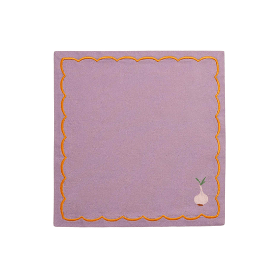 Purple and Orange Linen Veggies Napkins (Set of 4)