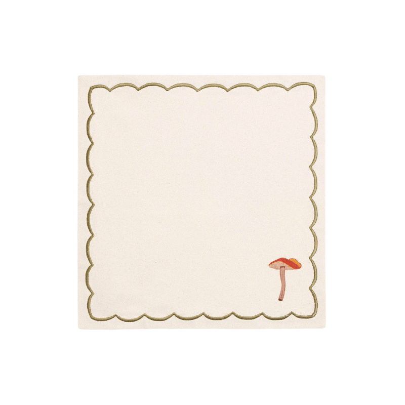 Beige Linen Mushroom Napkins ( Set of 4 )