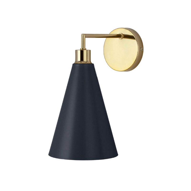 Charcoal grey cone shade wall light