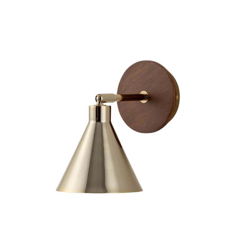 Brass cone wall light