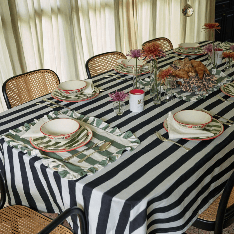 Black Striped Tablecloth - Between Us