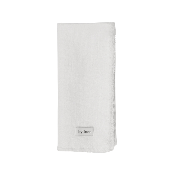 White Fringed Linen Napkin