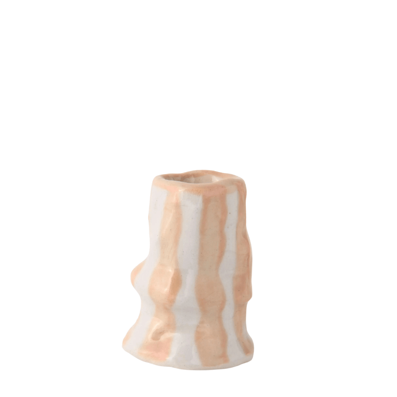 Ivory Beige Candy Stripe Candle Holder