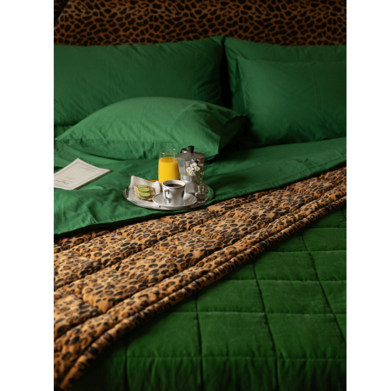 Child's Large Leopard Print/Green Reversible Bedspread