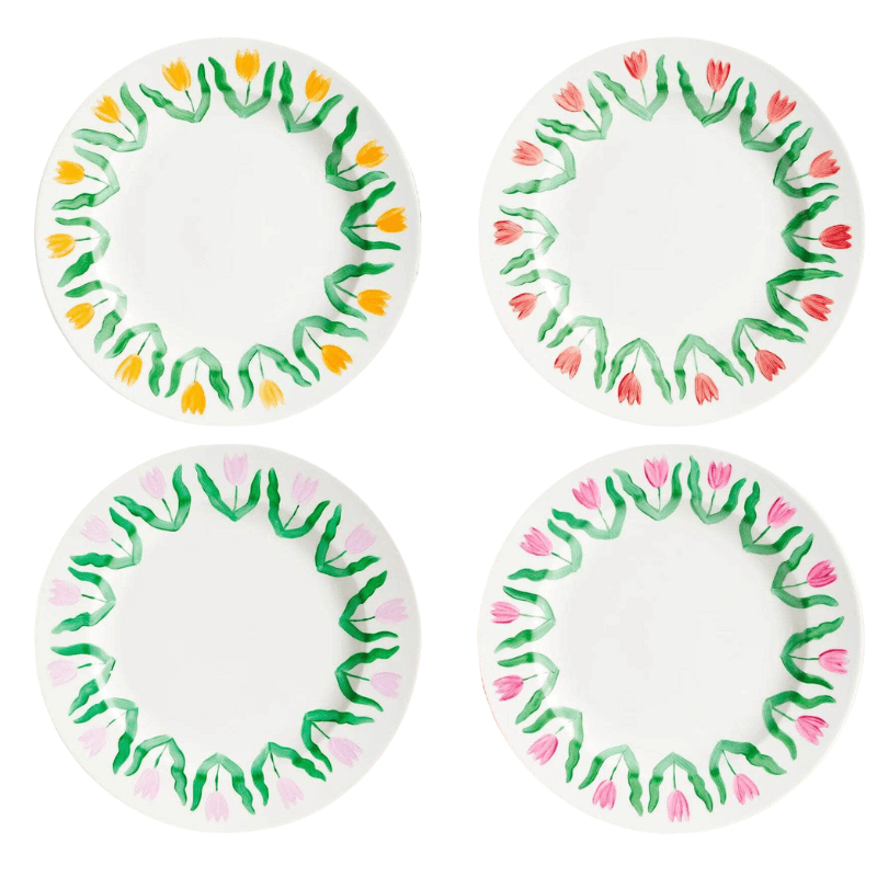 Porcelain Tulip Set of 4 Plates