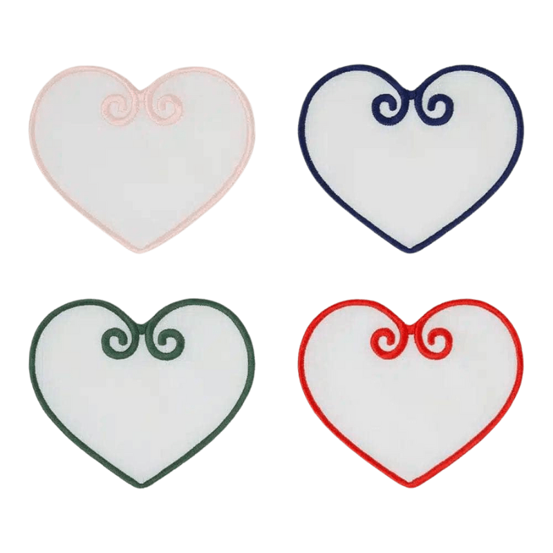 Set Of 4 Multi Color Heart-Shaped Coasters