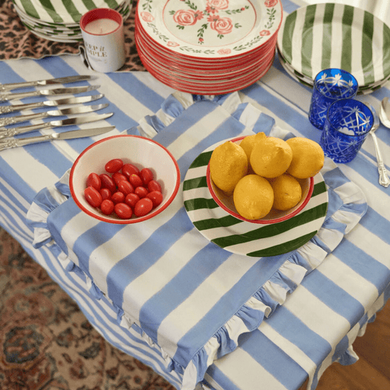Purple Striped Tablecloth - Between Us