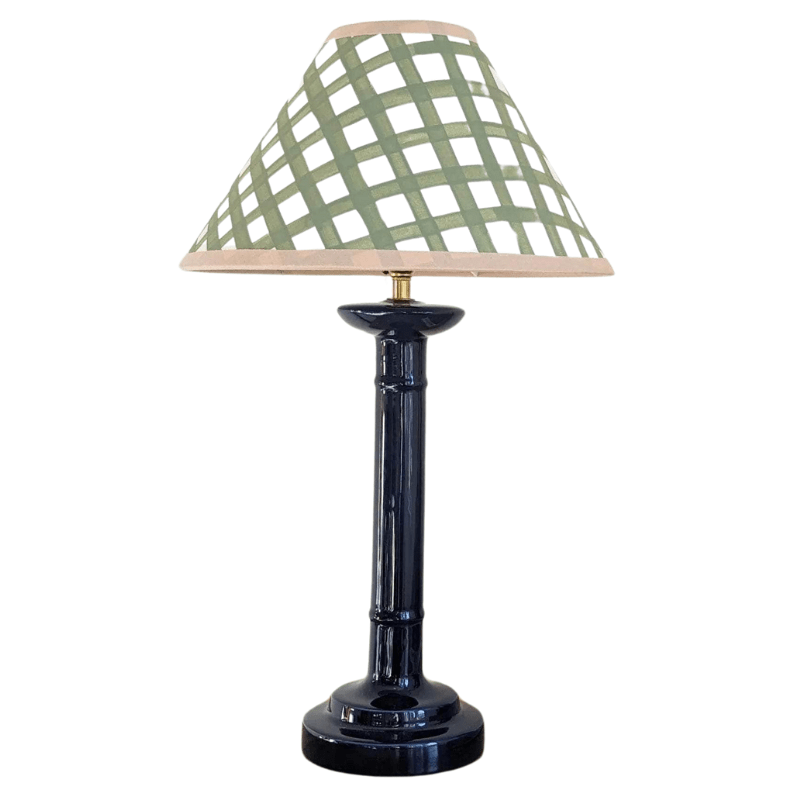 Green & Cream Gingham Paper Lampshade