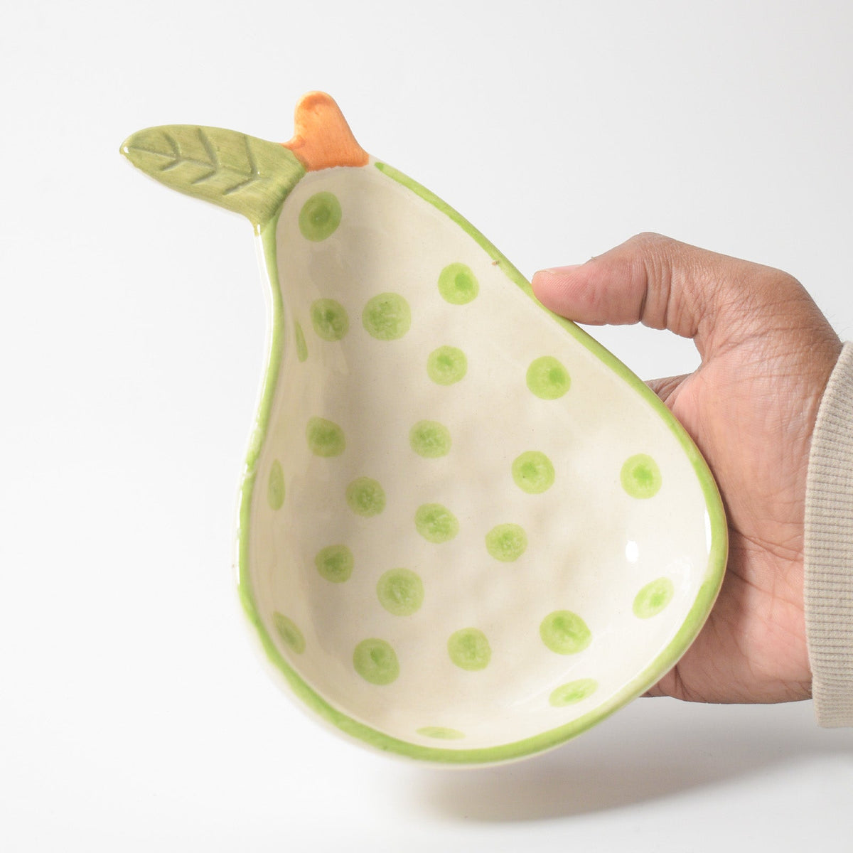 Pear Polka Handmade Serving Bowl 5.5x0.5 Inches Set of 2 Ceramic - Casa Amarosa