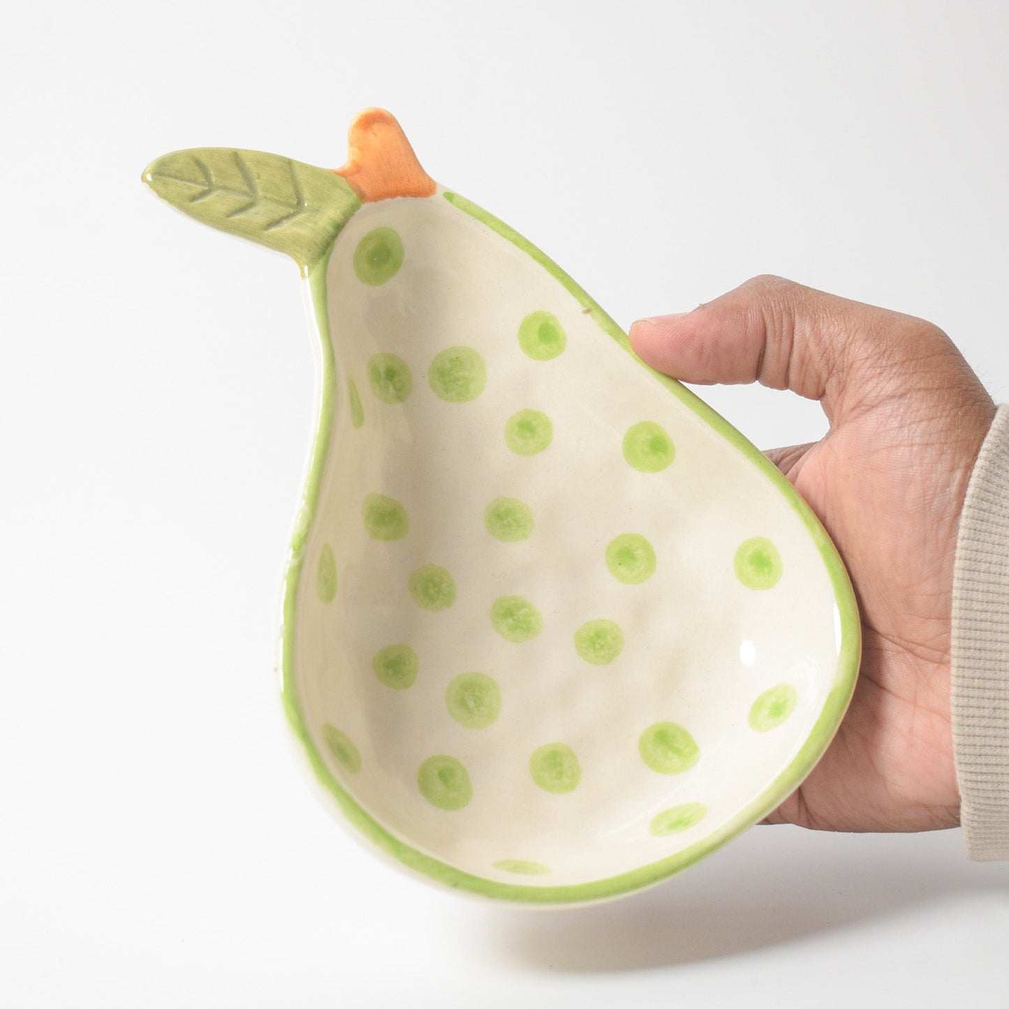 Pear Polka Handmade Serving Bowl 5.5x0.5 Inches Set of 2 Ceramic - Casa Amarosa